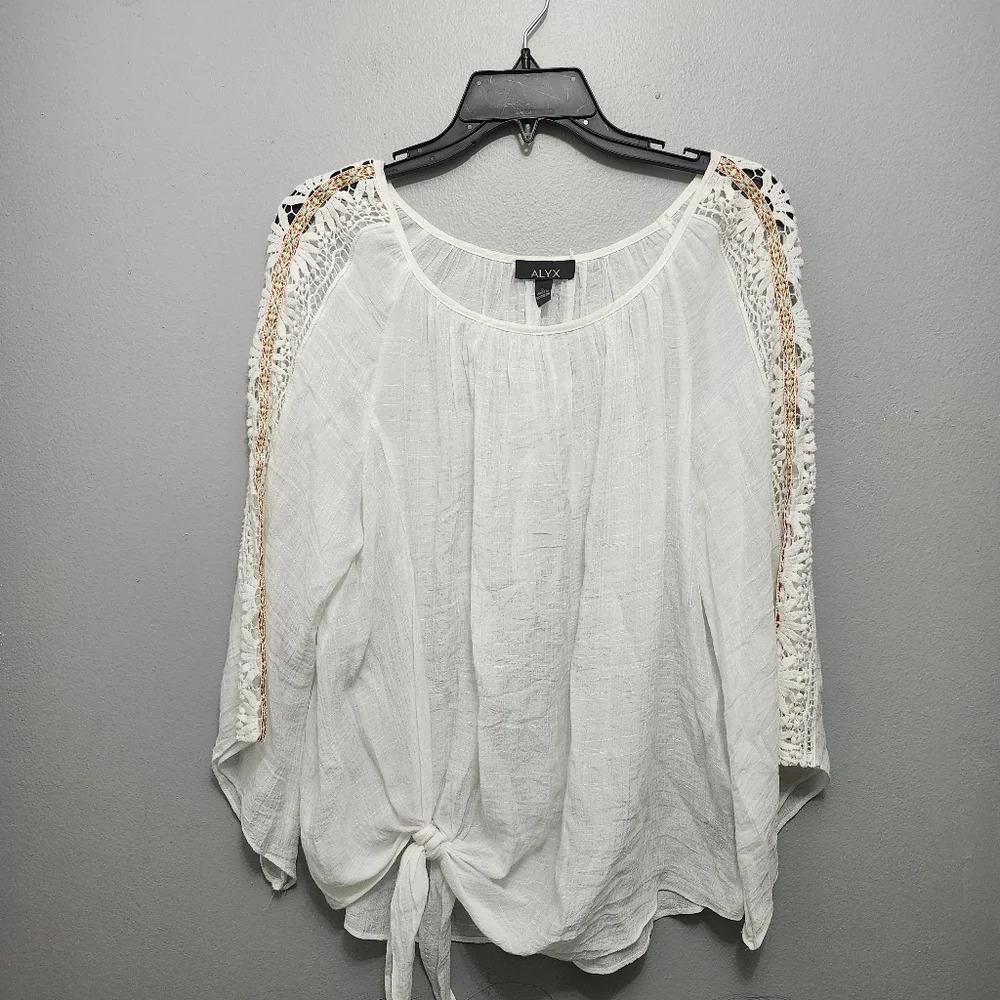 Alyx women's white crochet blouse top size large summer vacation cruise …